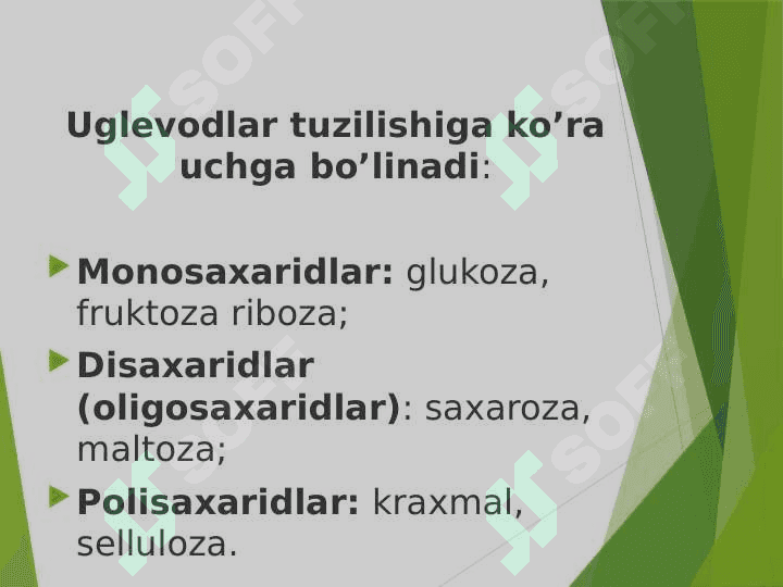 Uglevodlar tuzilishi va ahamiyati 3