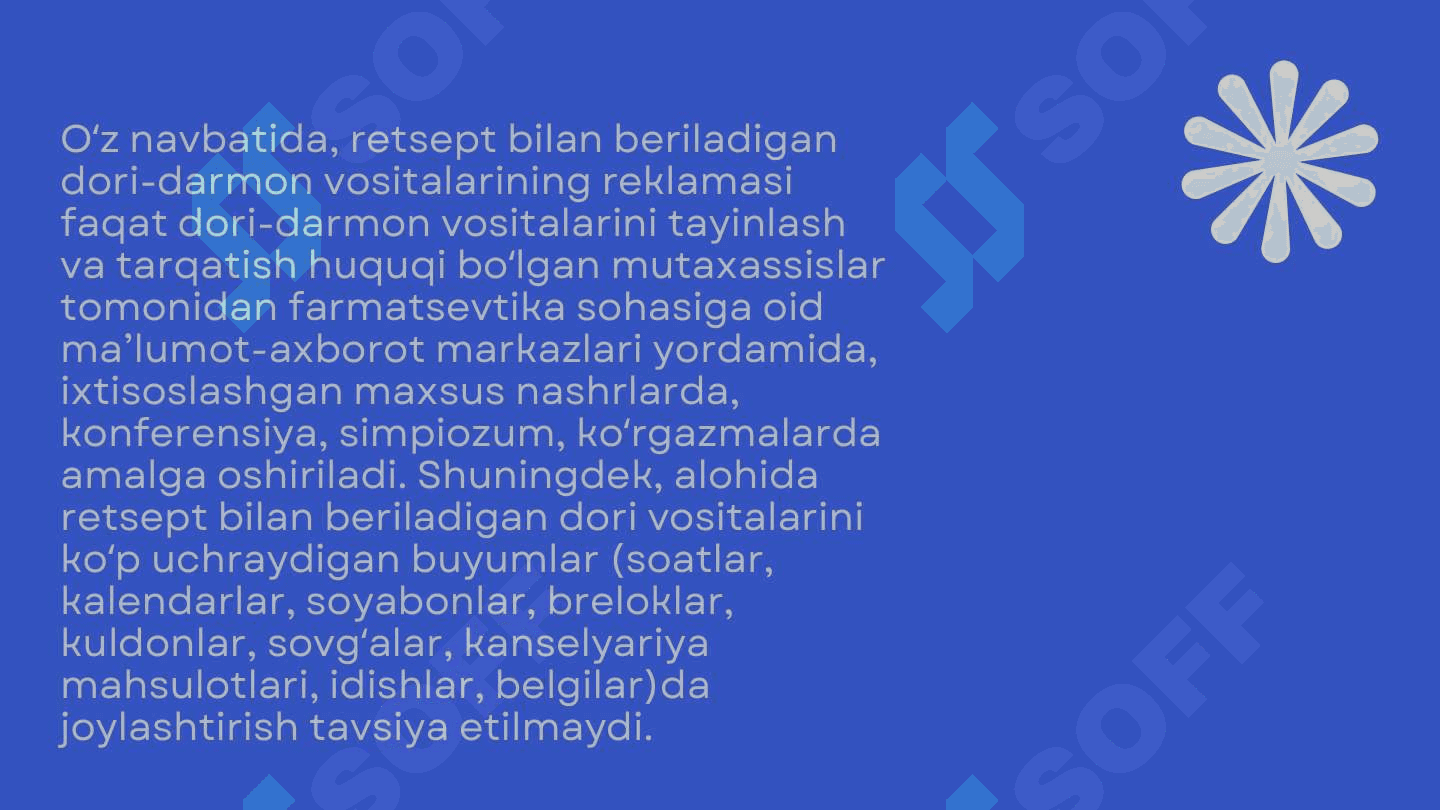 Dori vositalari reklamasining o'ziga xos tomonlari 3