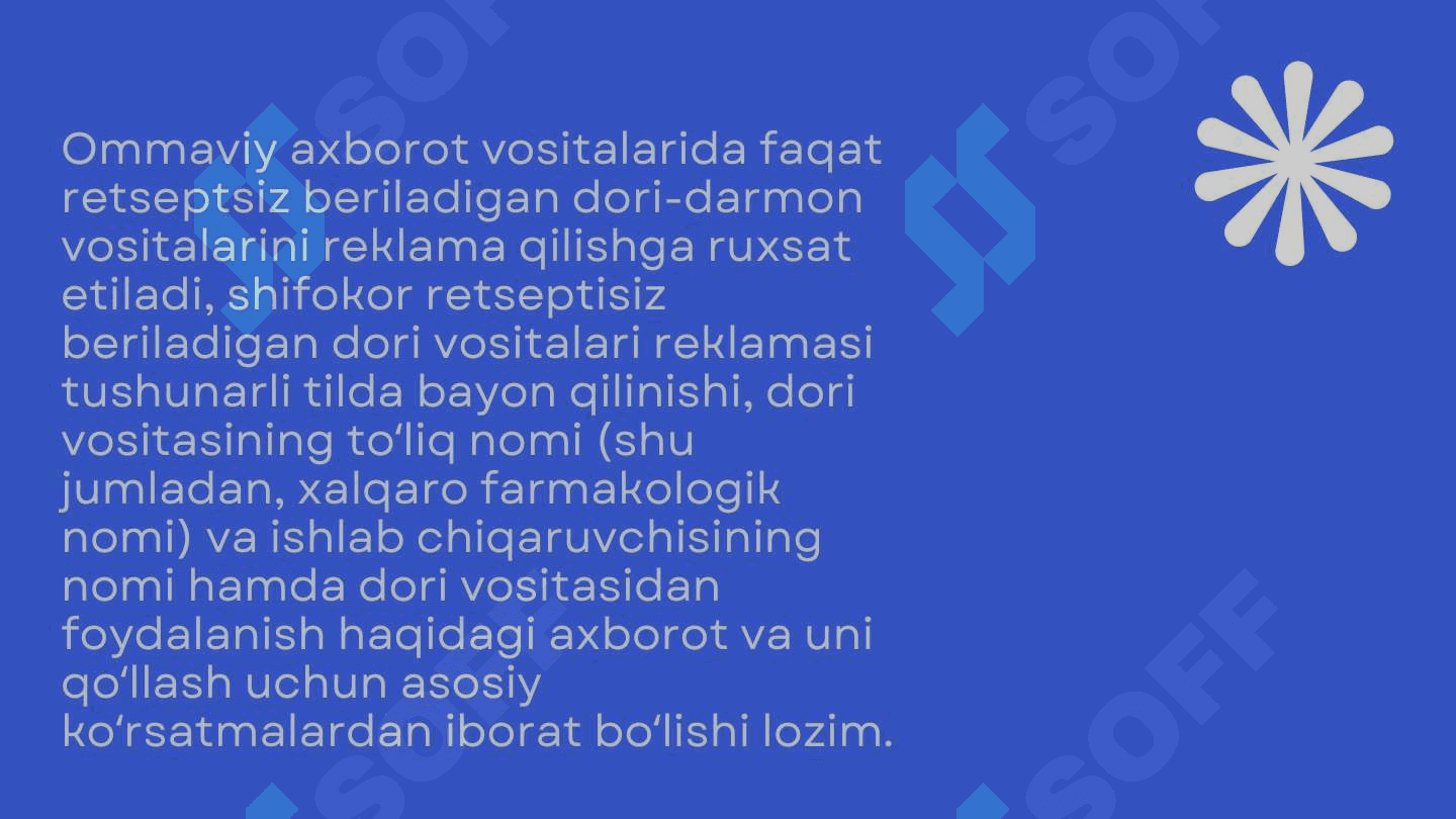 Dori vositalari reklamasining o'ziga xos tomonlari 4
