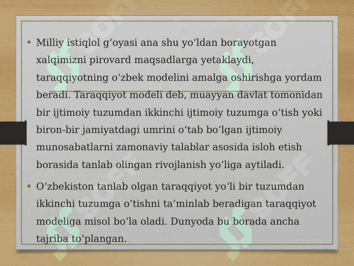 O'zbekistonga xos milliy taraqqiyot modeli 4