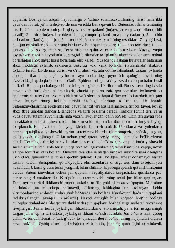 Tuxum qo’yuvchi sutemizuvchilarning hayoti 7