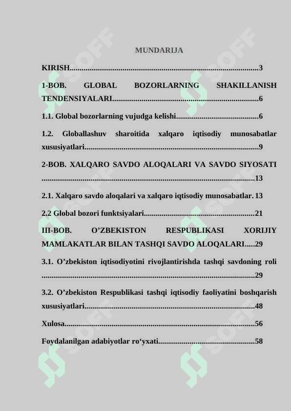 Global bozorlarning shakllanishi va ularning xususiyatlar 2