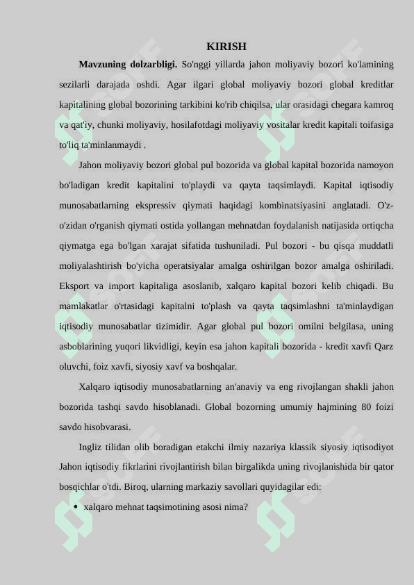 Global bozorlarning shakllanishi va ularning xususiyatlar 3