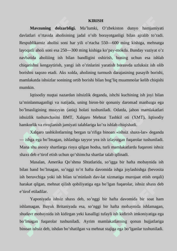 Ishsizlik kelib chiqish sabablari va nomoyon bo'lish shakillar 3