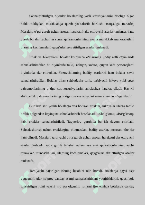 Maktabgacha ta’lim tashkilotida sahnalashtirish  faoliyatini tashkil qilish shakllari 2