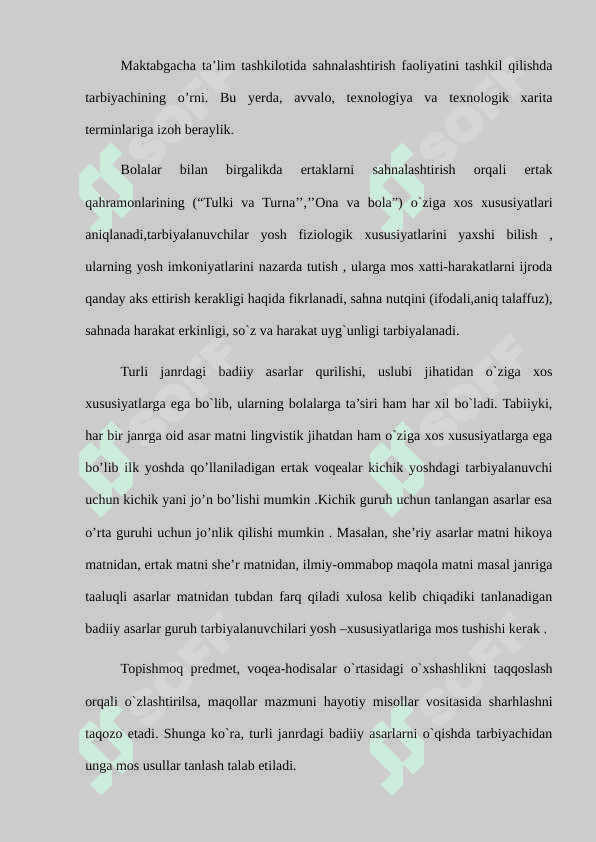 Maktabgacha ta’lim tashkilotida sahnalashtirish  faoliyatini tashkil qilish shakllari 4