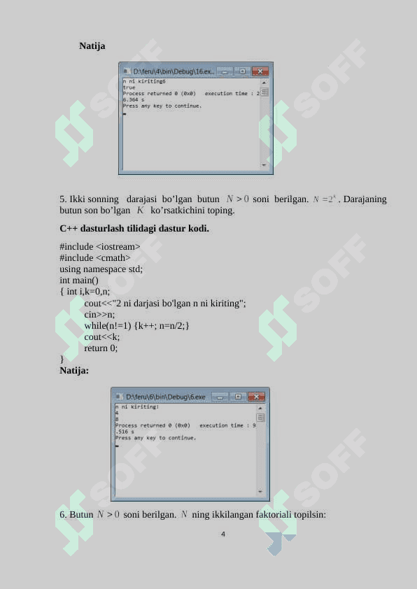 C++da Shartli sikl operatorlariga doir masalalar 4