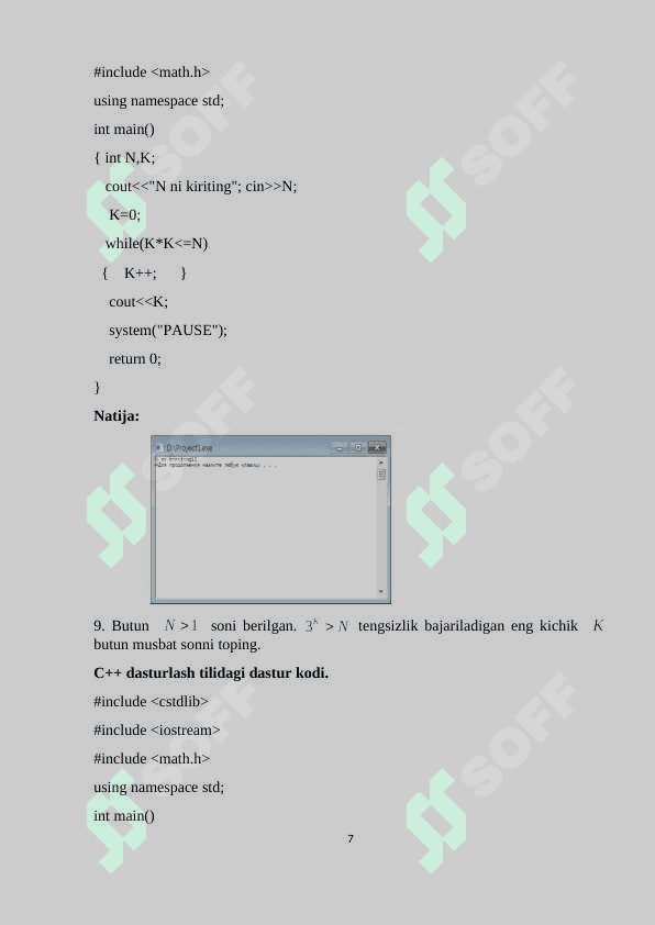 C++da Shartli sikl operatorlariga doir masalalar 7