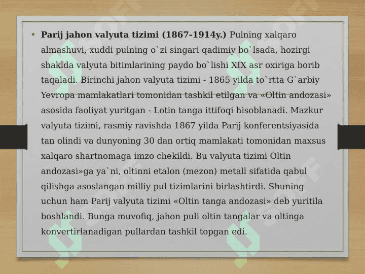 Jahon valyuta tizimining shakllanishi va rivojlanishi 2