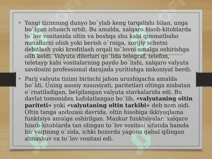 Jahon valyuta tizimining shakllanishi va rivojlanishi 3