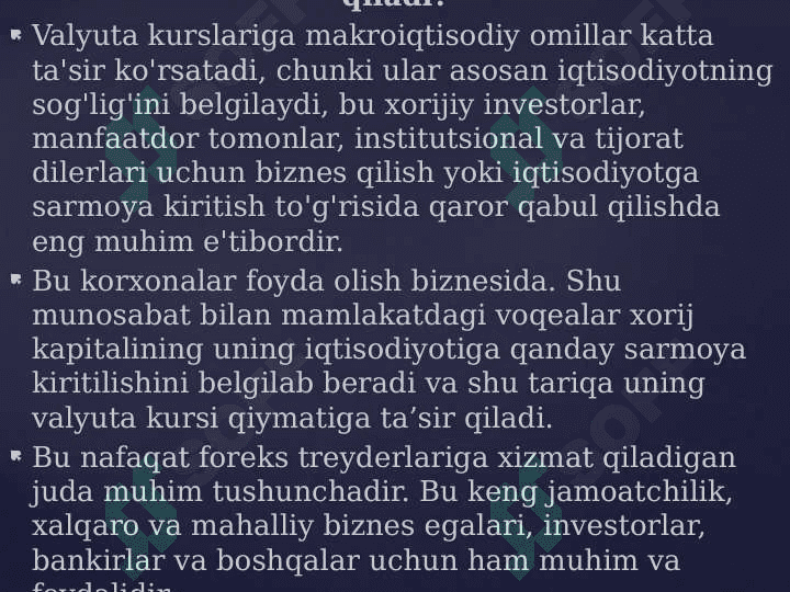 Valyuta kursiga ta'sir qiluvchi omillar 4