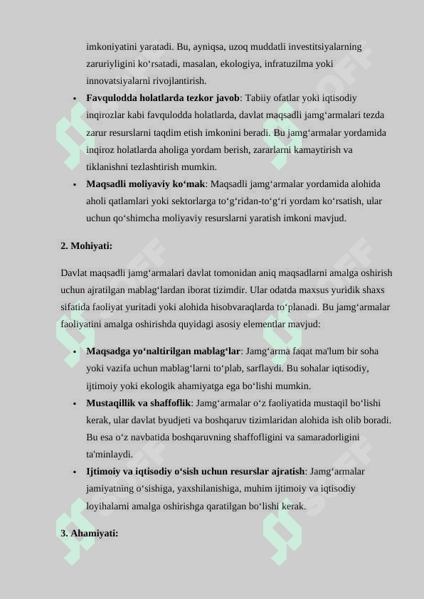 DAVLAT MAQSADLI JAMG’ARMALARI 2