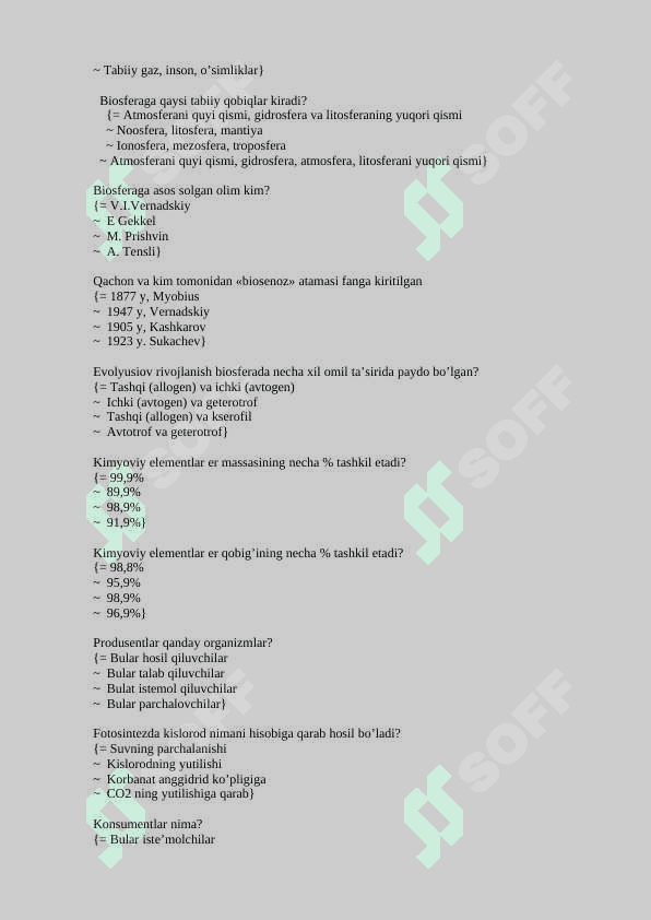 Ekologiya test 6