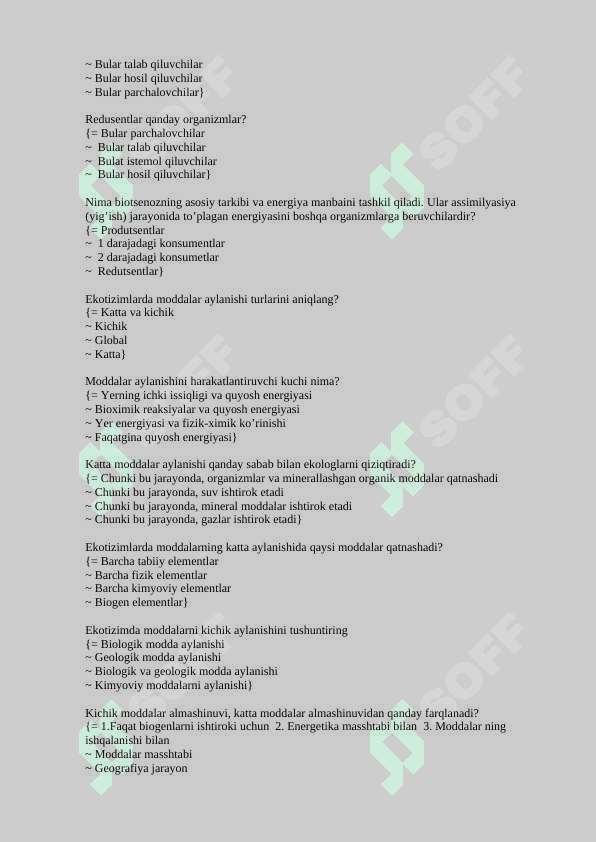 Ekologiya test 7