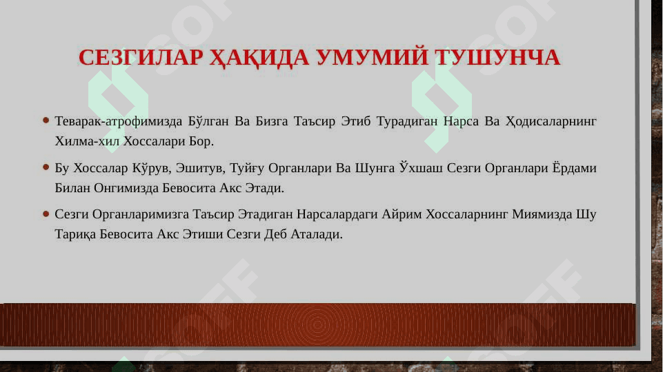 Bilish jarayonlARI. SEZGI VA IDROK 4