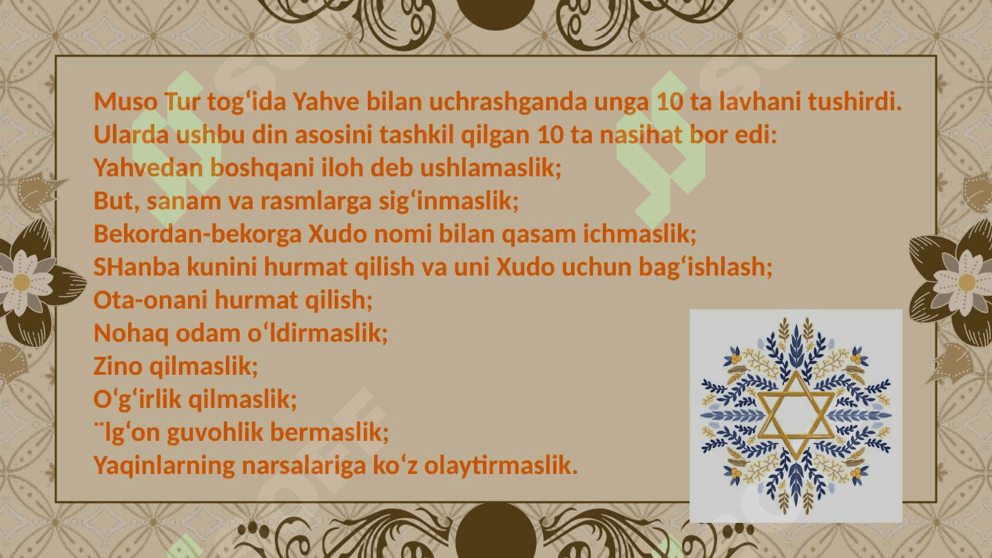 Yahudiylik ta'limoti, an'ana va marosimlari 6