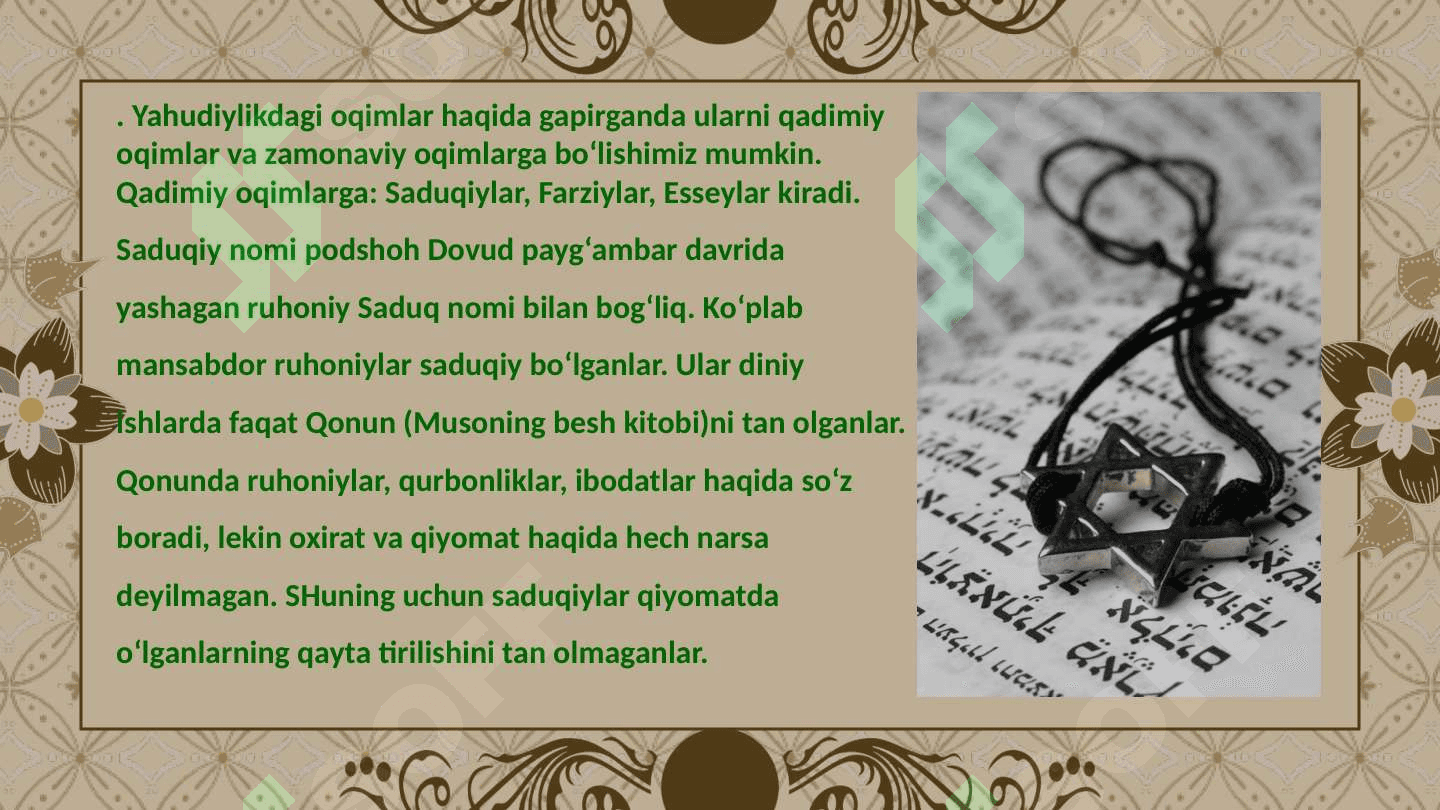 Yahudiylik ta'limoti, an'ana va marosimlari 7