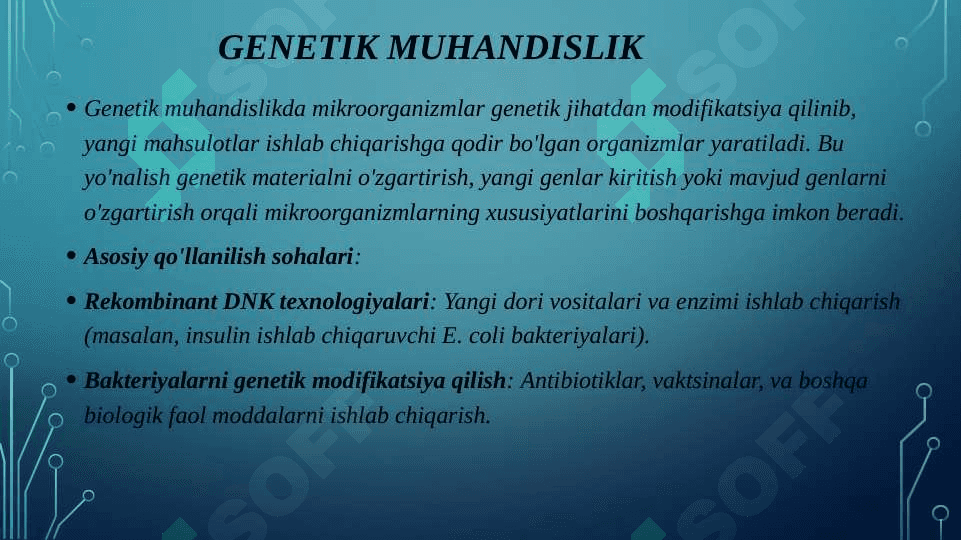 MIKROORGANIZMLAR BIOTEXNOLOGIYASI 6