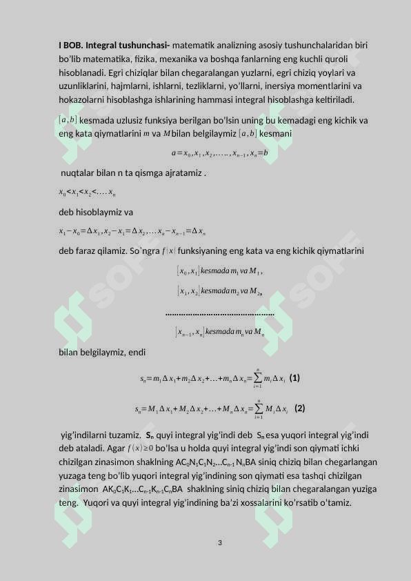 Integral tushunchasi. Aniq integrall. Nyuton-Leybnis formulasi 3