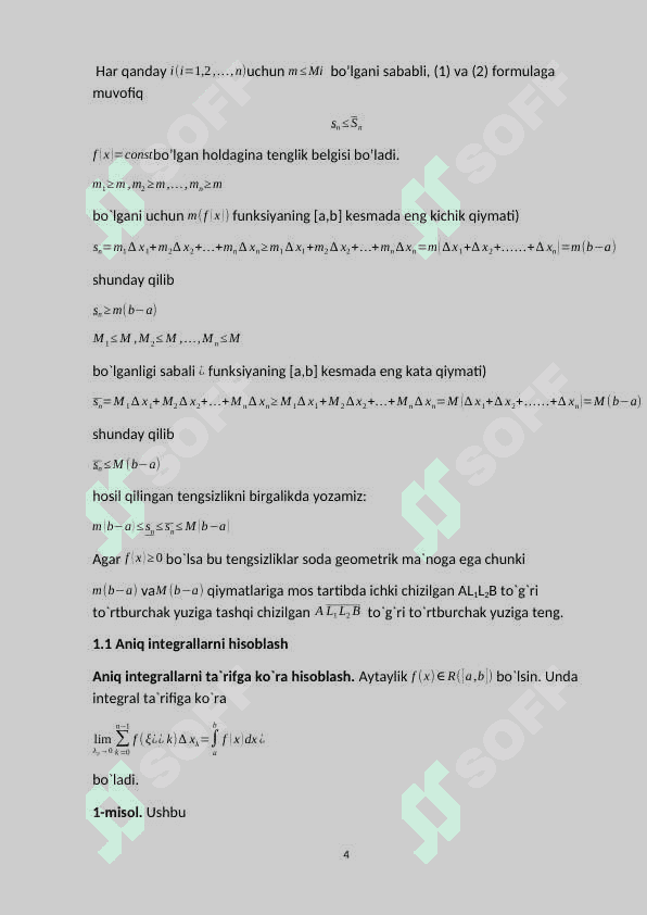 Integral tushunchasi. Aniq integrall. Nyuton-Leybnis formulasi 4