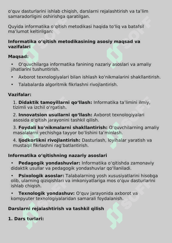 INFORMATIKA O’QITISH METODIKASI 2