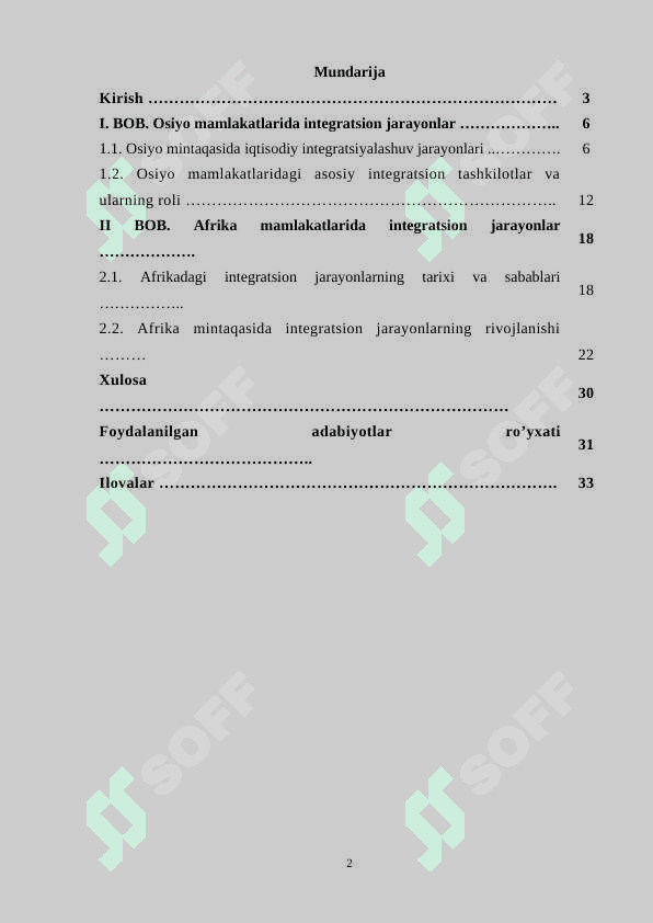 Osiyo va Afrika mamlakatlarida integratsion jarayonlar 2