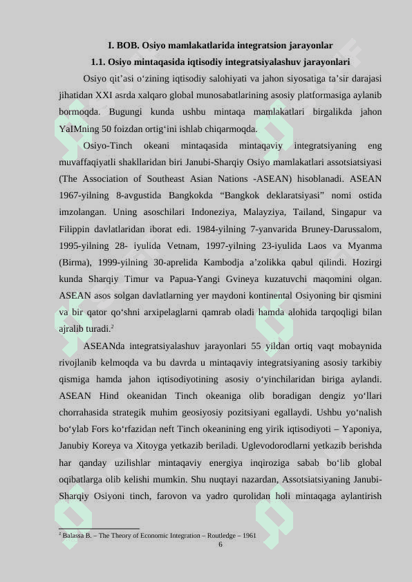Osiyo va Afrika mamlakatlarida integratsion jarayonlar 6