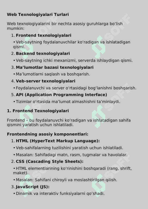 Web texnalogiyalar 2