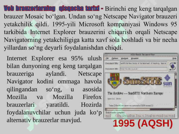 Masofaviy ta'lim Internet ExplorerMozilla Firefox 6