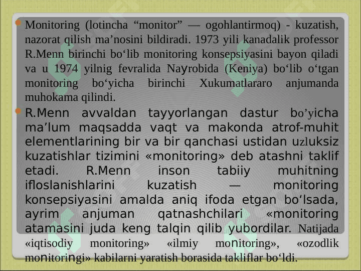 Ekomonitoringning nazariy va uslubiy asoslari 8