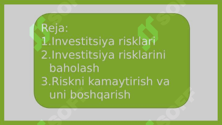 Investitsiya risklari va ularni turlari 2