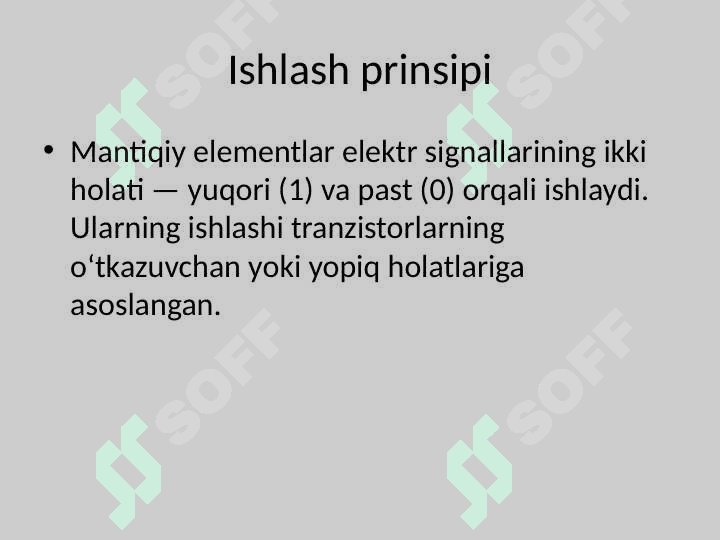Mantiqiy elementlar: tuzilishi, ishlash prinsipi va ular asosida elementlar qurish 4