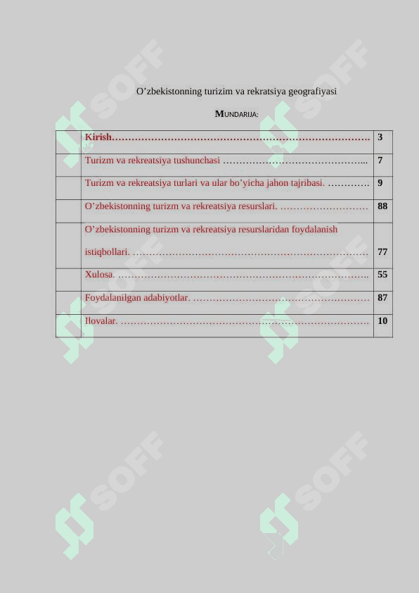 O’zbekistonning turizim va rekratsiya geografiyasi 2
