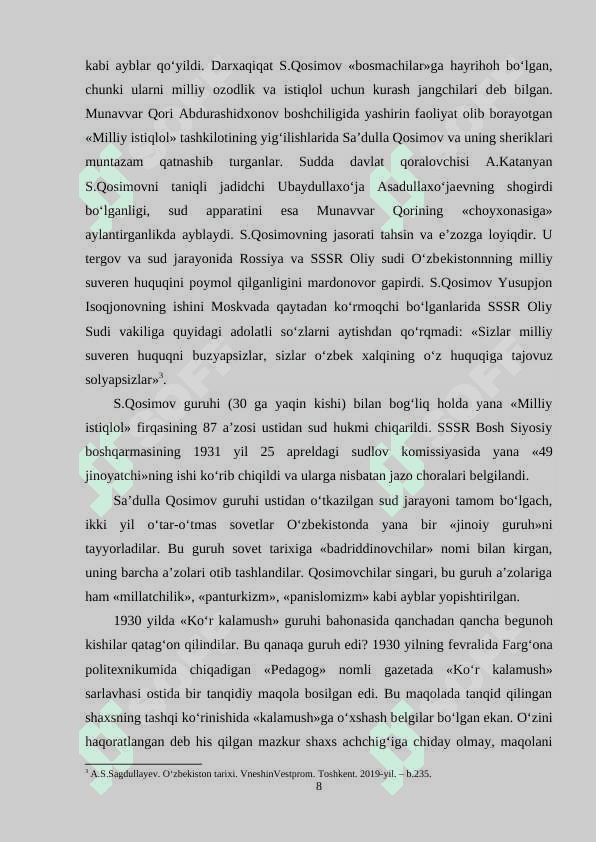 1947-1952 yillarda O’zbekistonda amalga oshirilgan qatag’on siyosati 8