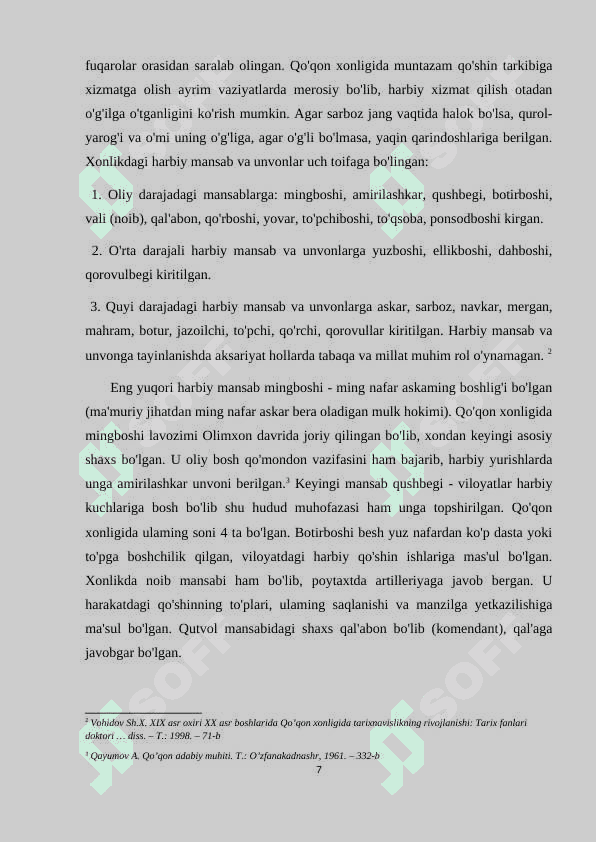 Qo’qon xonligida Saroy unvonlari va mansablari 7