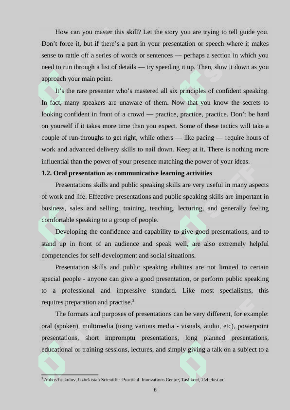 THE WAYS OF DEVELOPING SKILLS FOR ORAL PRESENTATION GROUP DISCUSSION AND DEBATES OF B1 LEVEL STUDENTS 6