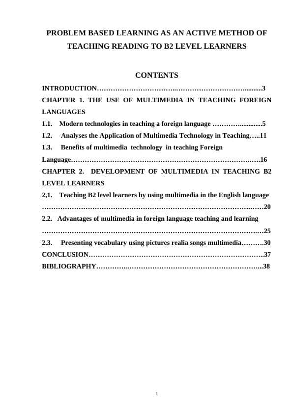 PROBLEM BASED LEARNING AS AN ACTIVE METHOD OF TEACHING READING TO B2 LEVEL LEARNERS