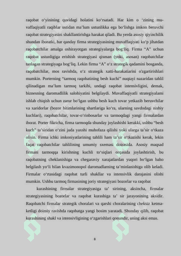 Iqtisodiy raqobat mohiyati, uni amalga oshirish zarurati 8