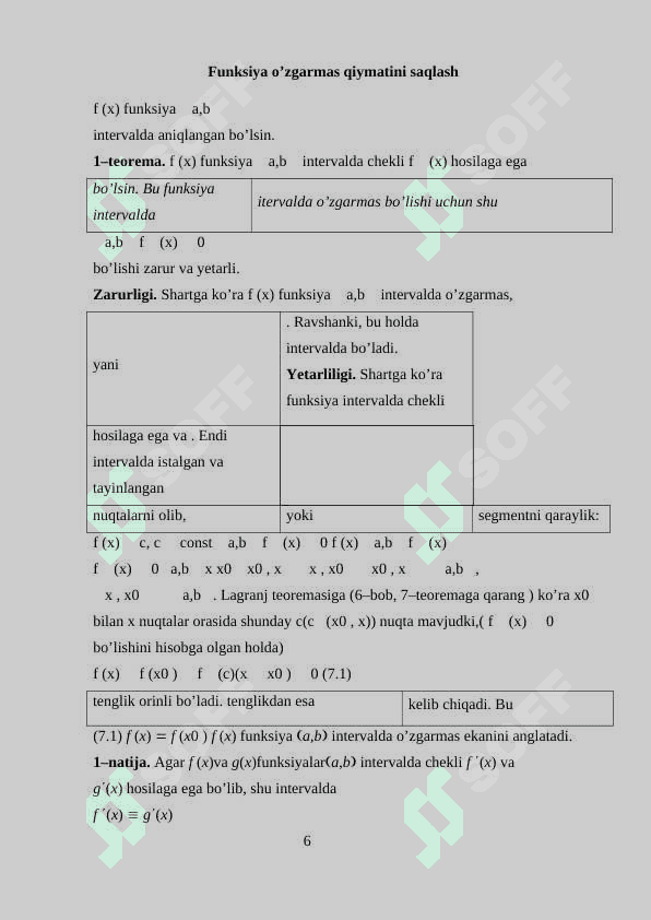 Differensial hisobning ba'zi bir tadbiqlari 6