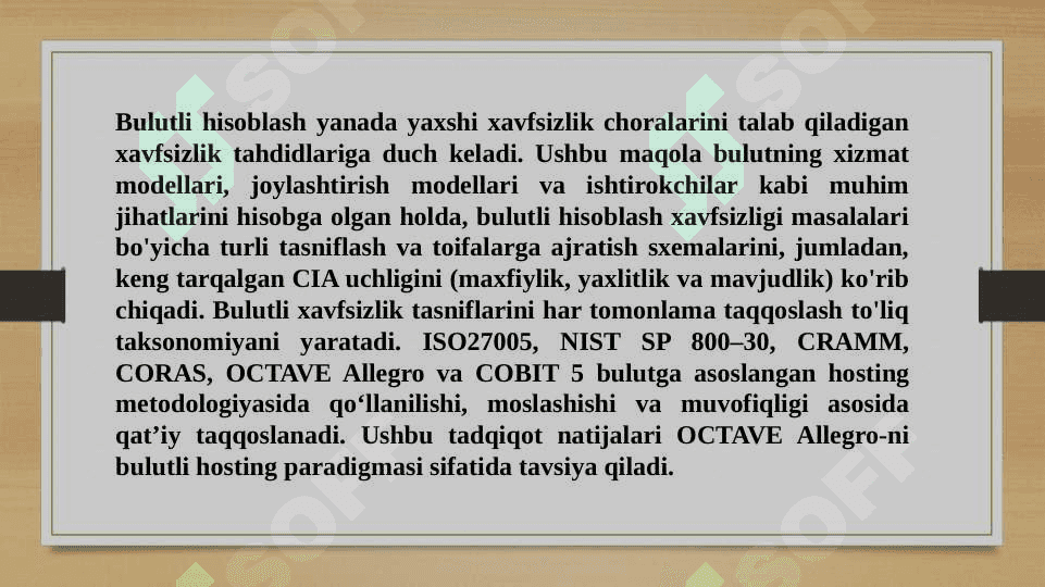 Bulutli xizmatlarda axborot xavfsizligi risklarini aniqlash modellari va algoretimlar 2