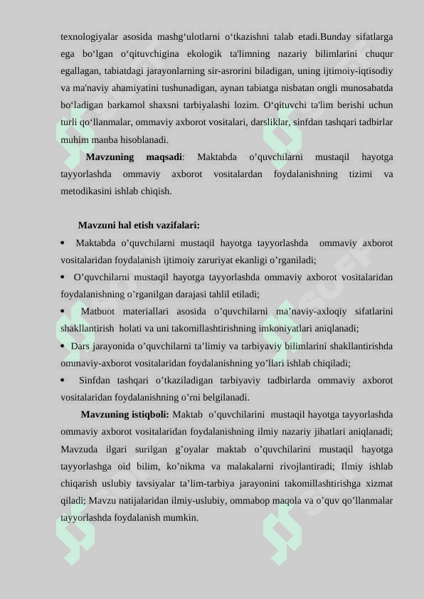 Boshlang'ich sinf òquvchilarida ekologik tarbiyani shakllantirish (sinfdan tashqari ishlar misolida) 4
