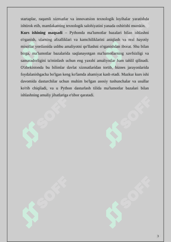 Kurs ishi python Berilganlar bazasi bilan ishlash. 3