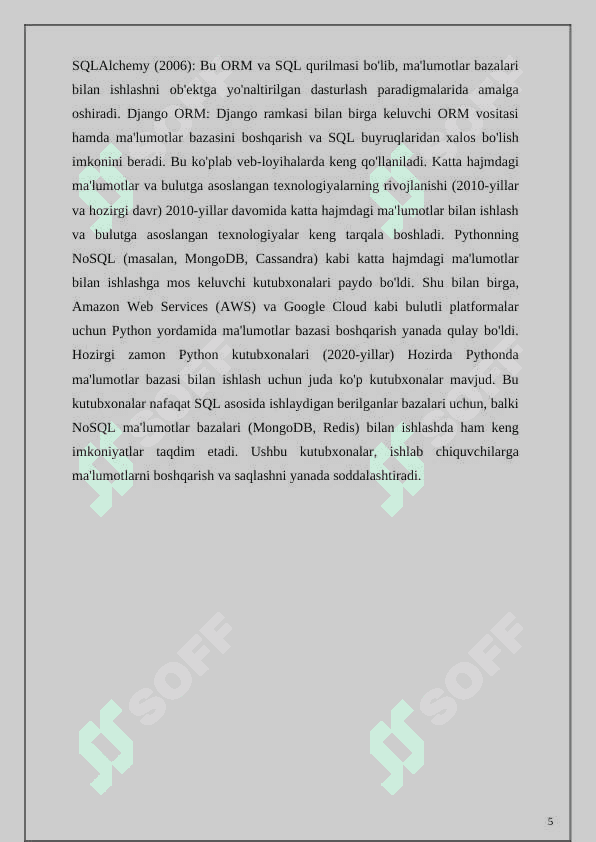 Kurs ishi python Berilganlar bazasi bilan ishlash. 5