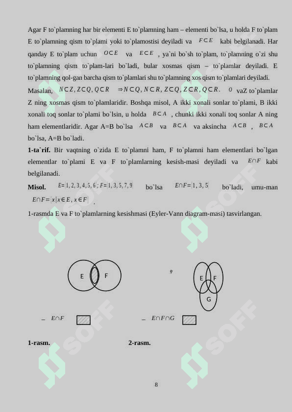 Matematika o’qitishda to’plam tushunchasini interfaol metodlarda o’qitish 8
