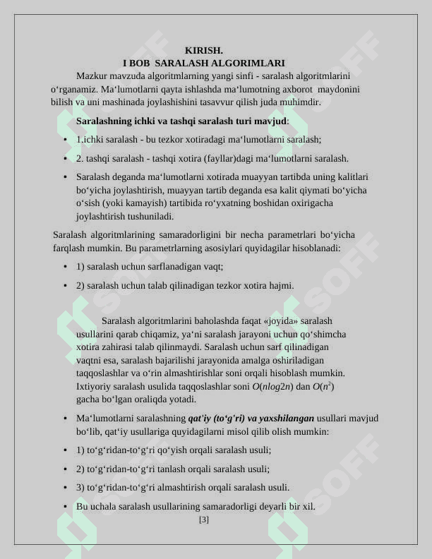 Saralash va qidirish uchun samarali algoritimlar 3