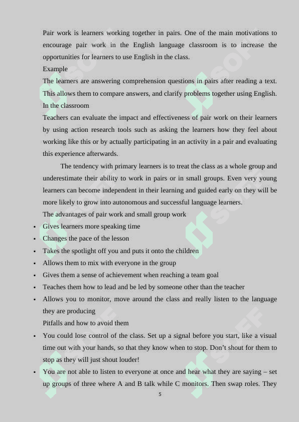 THE ADVANTAGES AND DISADVANTAGES OF PAIR AND GROUP WORK IN TEACHING PROCESS 5