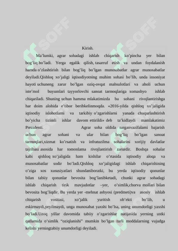 Agrar munosabatlar va ularning O’zbekiston   iqtisodiyotidagi o’rni 3