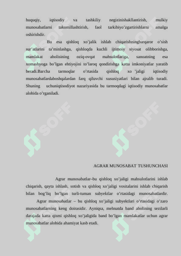 Agrar munosabatlar va ularning O’zbekiston   iqtisodiyotidagi o’rni 5