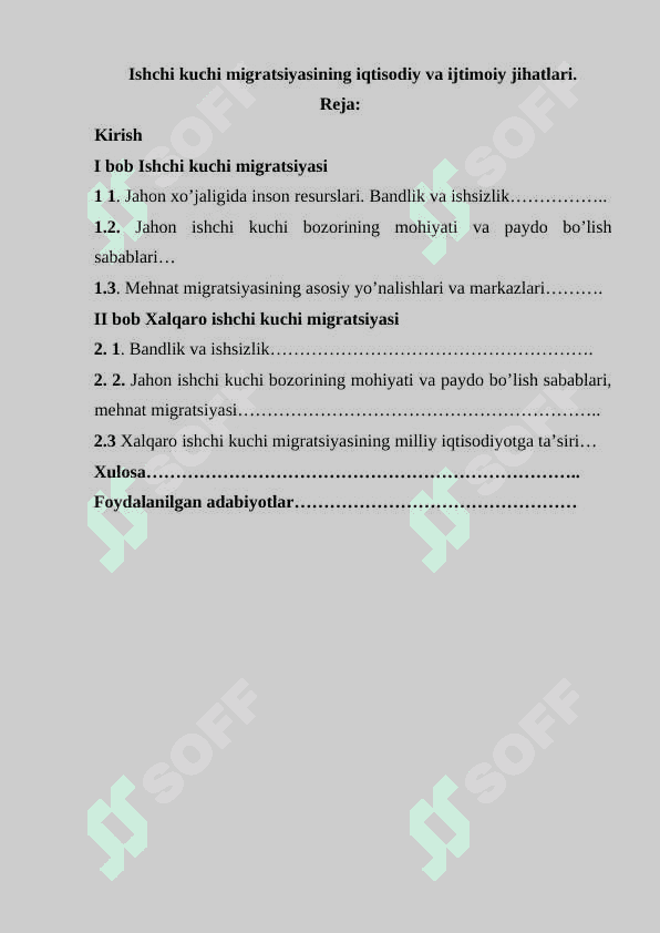 Ishchi kuchi migratsiyasining iqtisodiy va ijtimoiy jihatlari 2