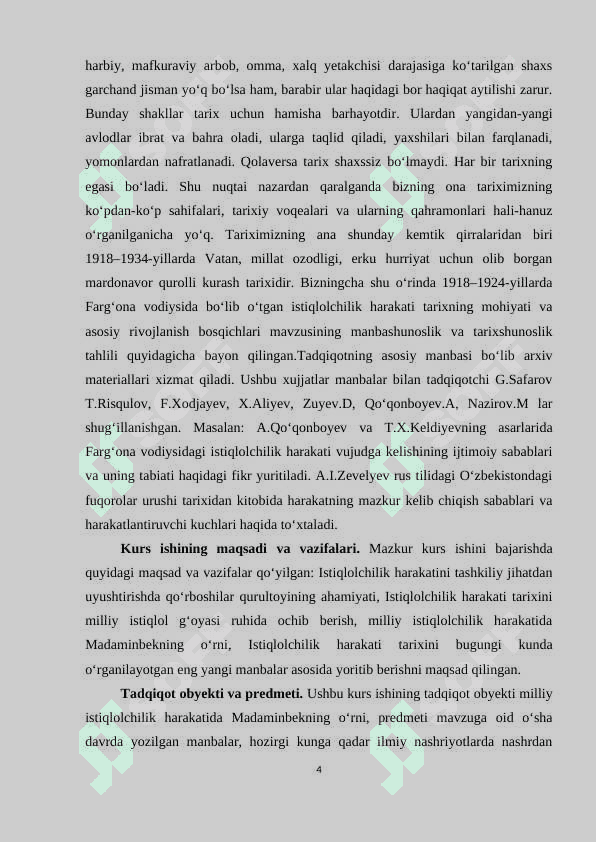 Milliy istiqlolchilik harakati tarixida Madaminbekning o’rni 4